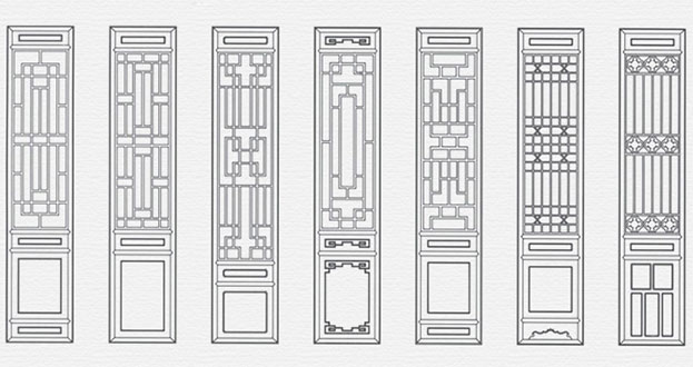 晋宁常用中式仿古花窗图案隔断设计图